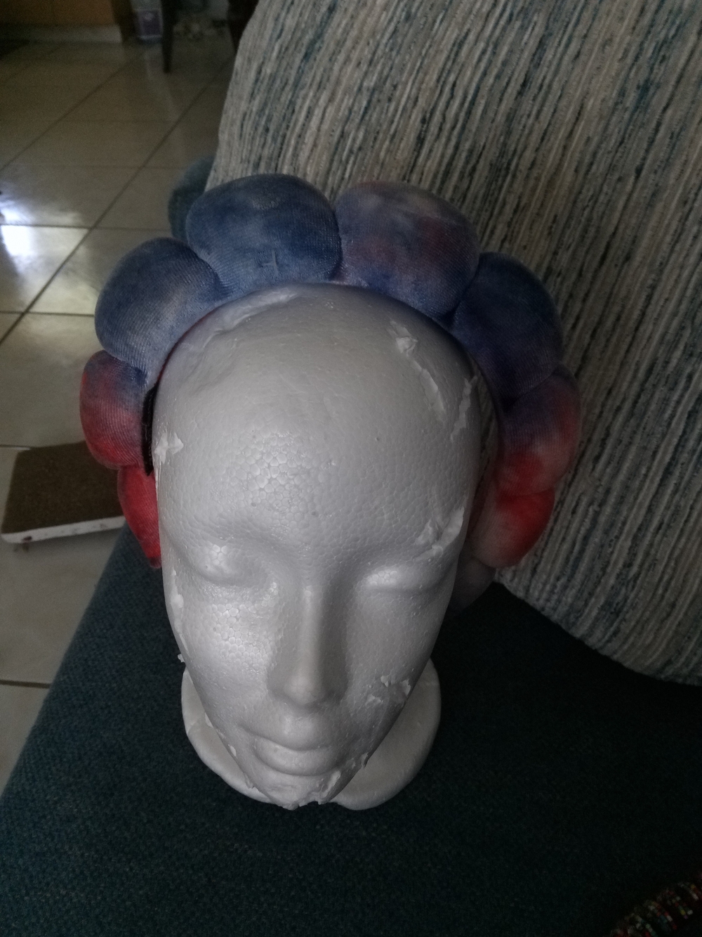 Tie-Dye Foam Rollers Headband - Blue & Red